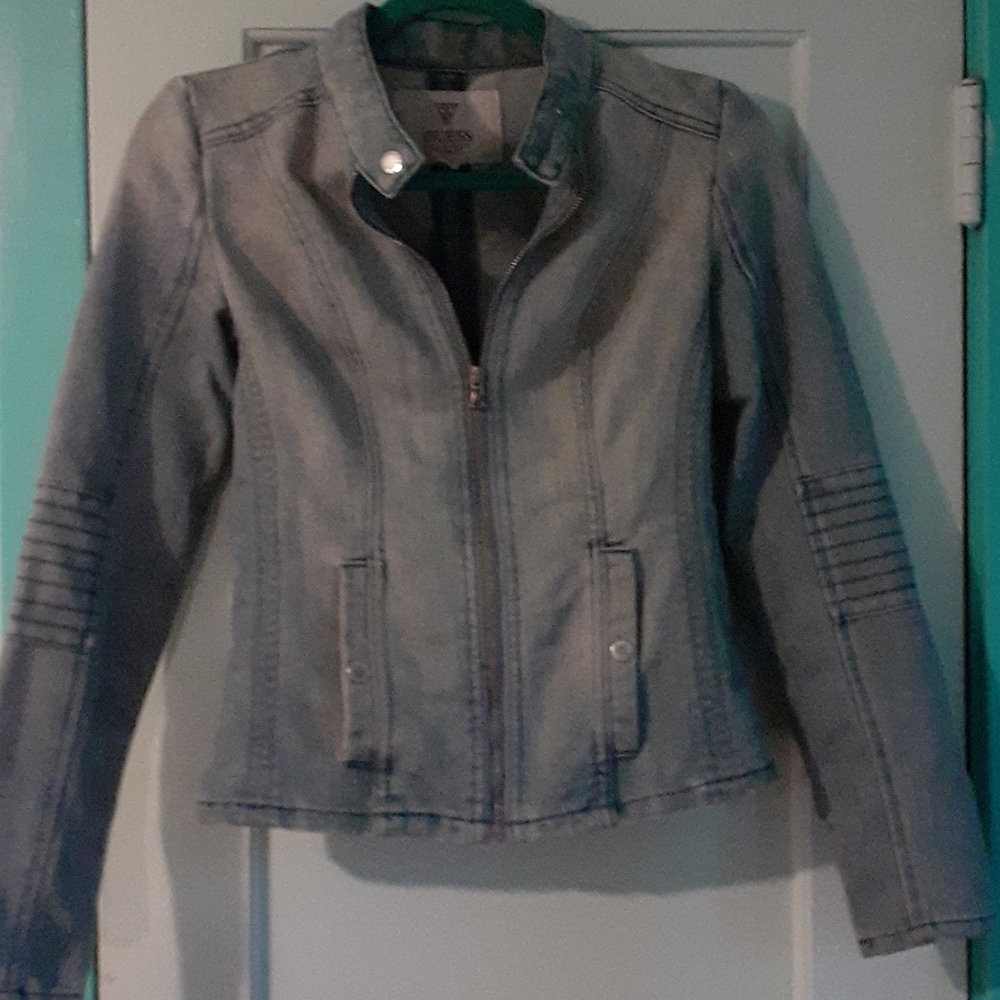 Guess jeans motorcycle light jean jacket xs
